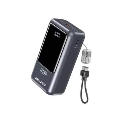 Awei PA-93 20000mah 22.5W Fast Charging Power Bank with Built‑in 2 Cable